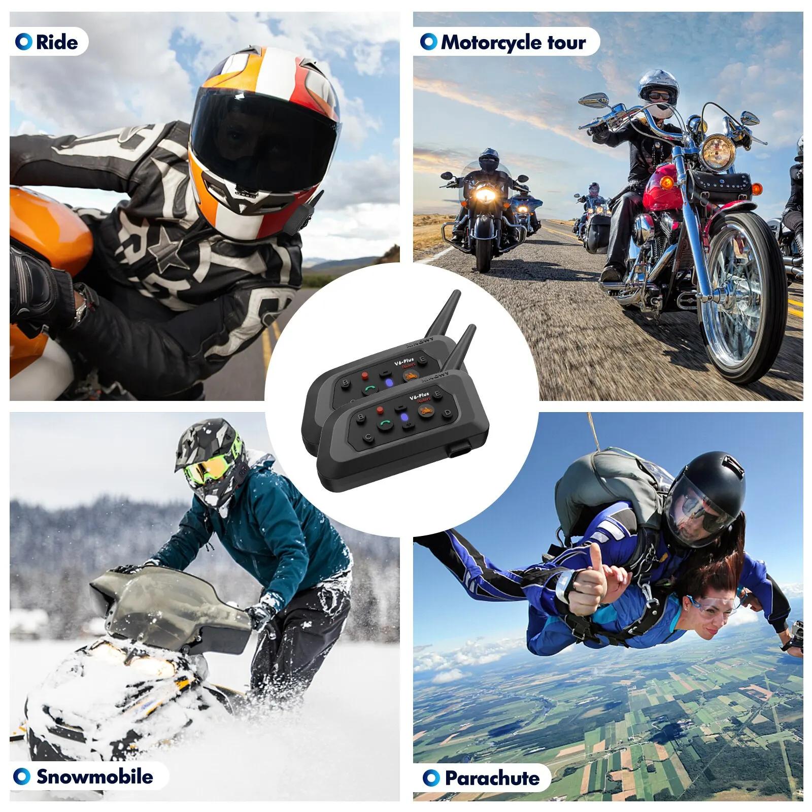 XINOWY V6 Plus Moto Casque Bluetooth Casque Interphone 1200M Interphone Communicateur Étanche 6 Cour