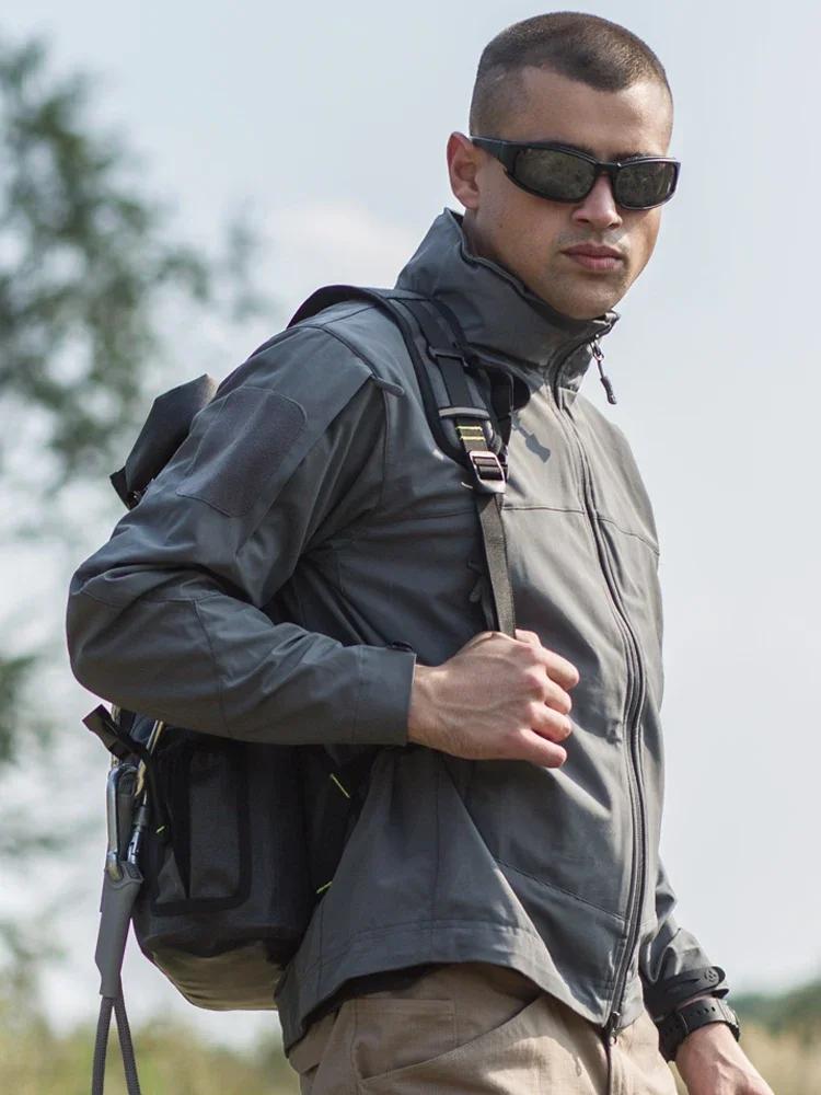 Veste tactique imperméable à coque souple pour hommes, manteau coupe-vent chaud en polaire pour l'au