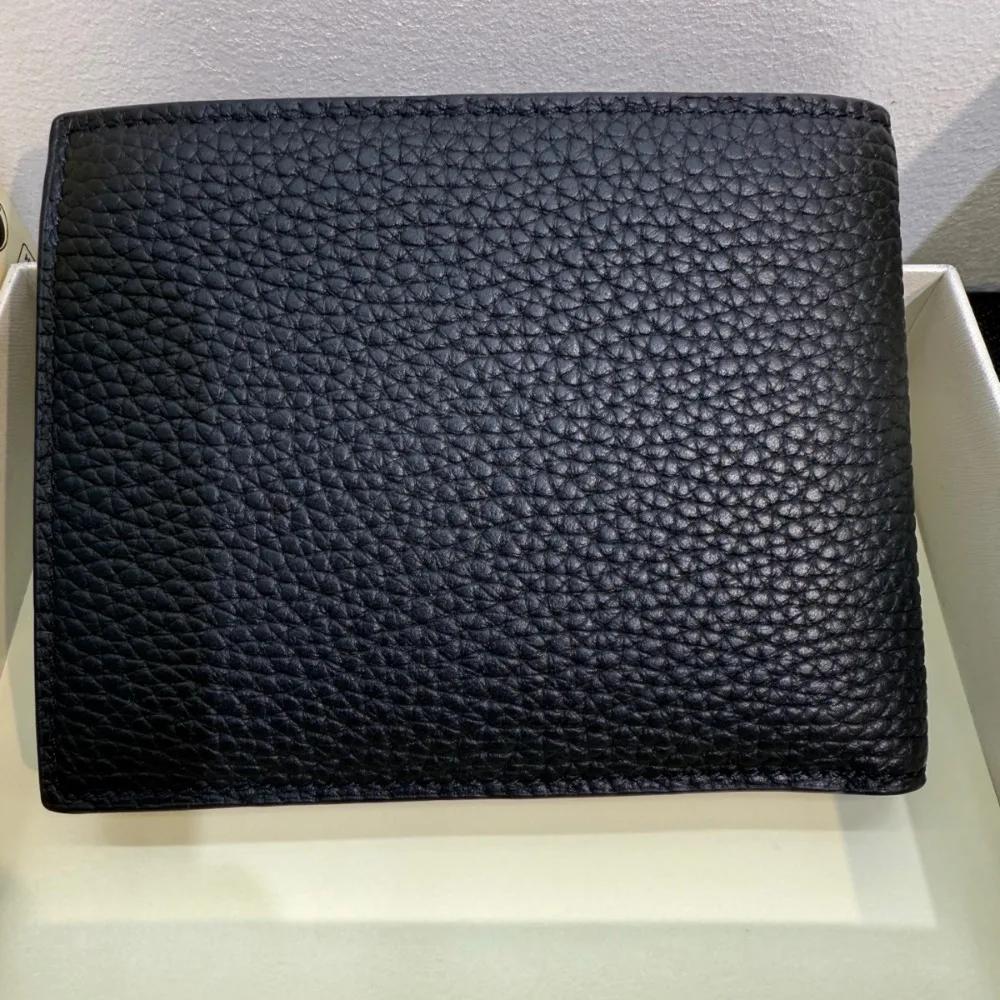 Portefeuille court de luxe pour homme, portefeuille à deux volets, marque de créateur, texture en cu