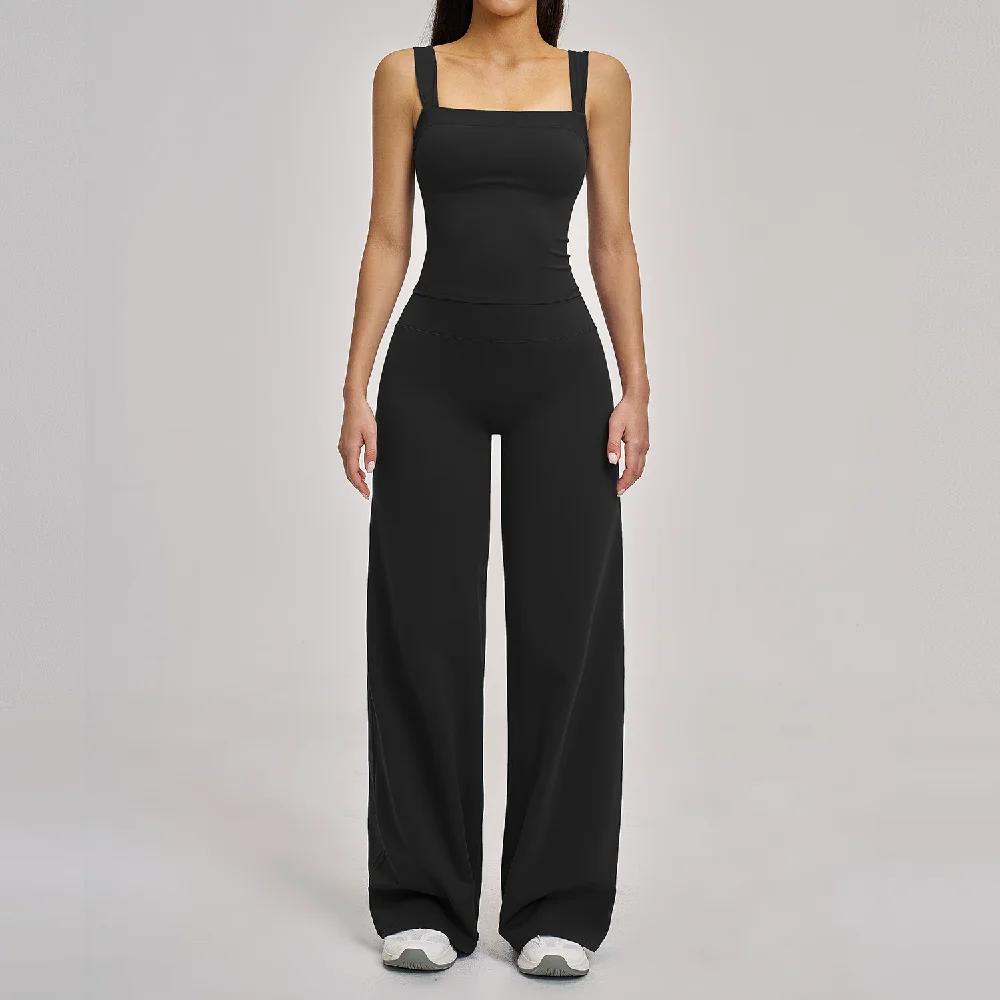 Ensemble de yoga 2 pièces pour femmes, ensemble de sport antichoc, veste de sport, pantalon évasé ta