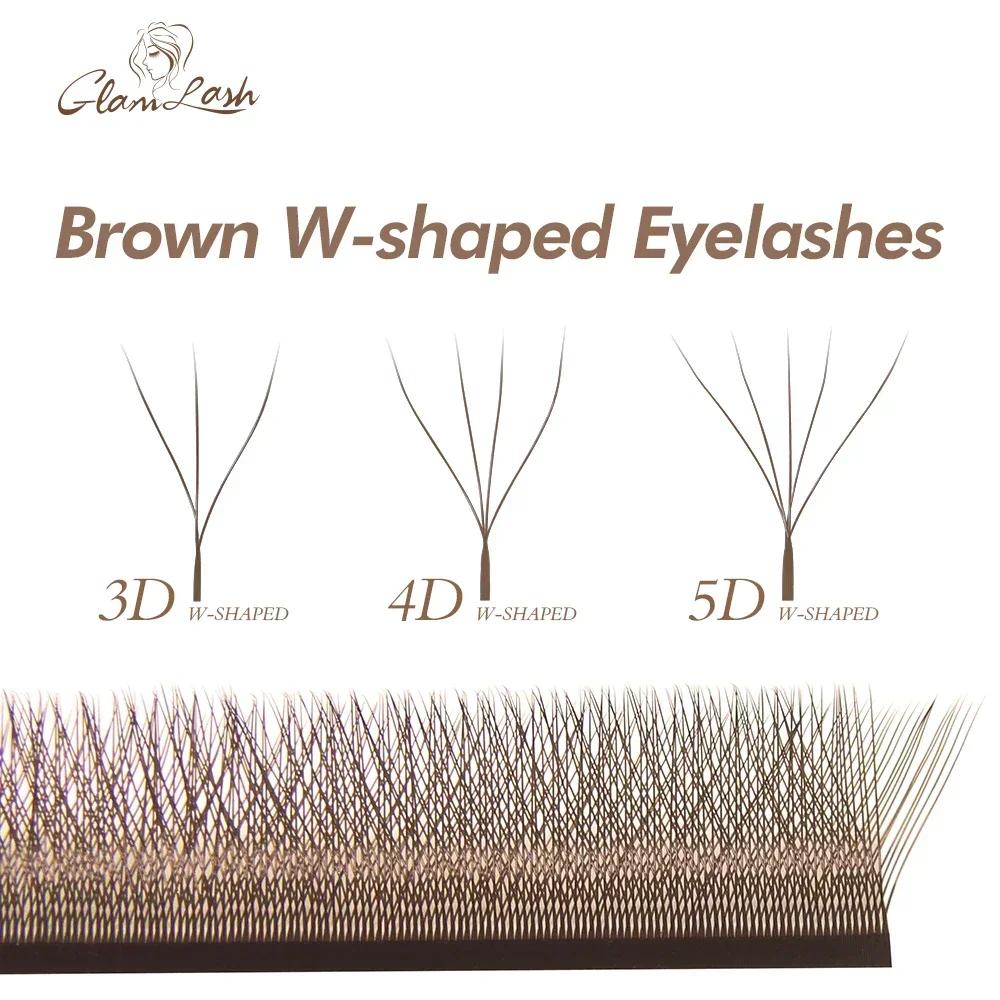 GLAMLASH marron 3D 4D 5D cils C/D/L/LU/M ventilateur de Volume préfabriqué W Style Extension de cils