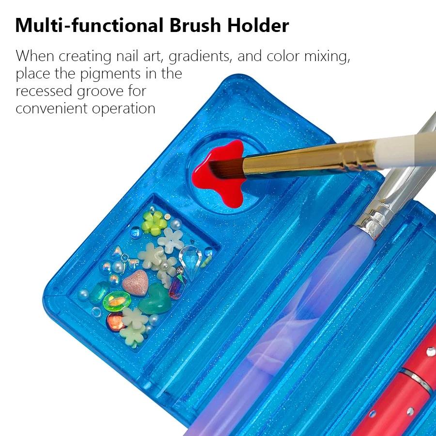 Porte-stylo polyvalent en acrylique pour Nail Art, support de brosse à 5 compartiments avec Palette