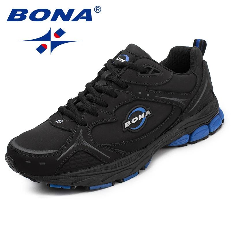 Chaussures de course homme BONA en cuir - Baskets confortables pour jogging et sport en plein air