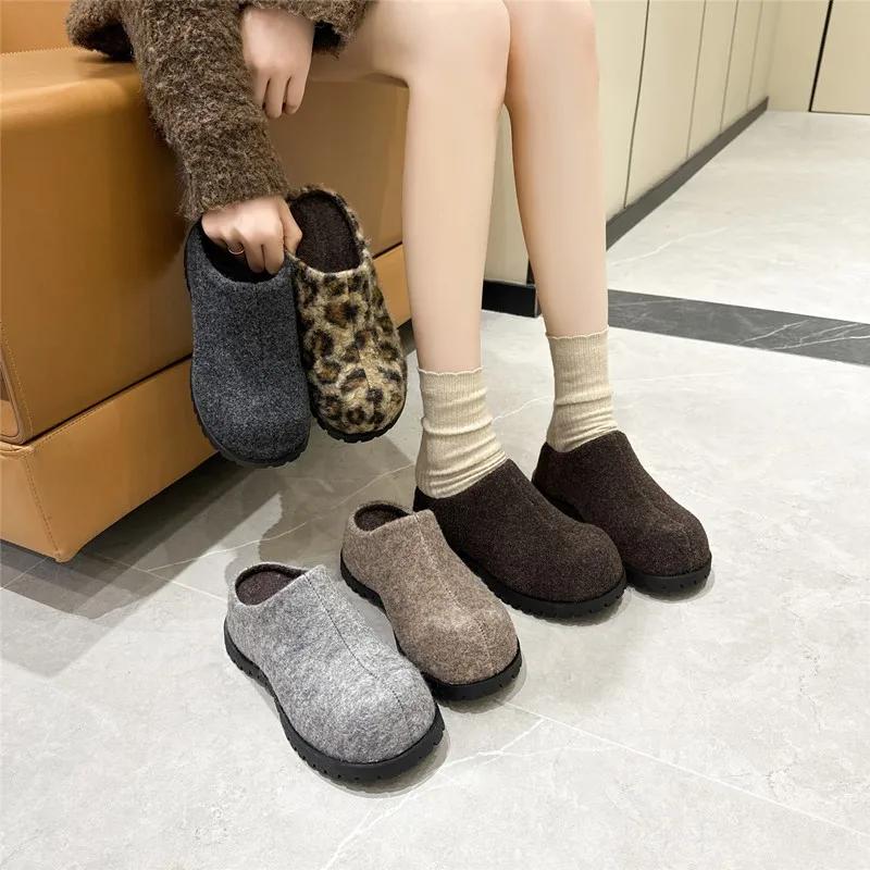 Chaussons d'extérieur pour femmes automne-hiver 2026, nouvelles pantoufles compensées à plateforme,