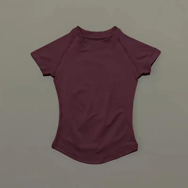 Haut de sport à manches courtes pour femme, t-shirt de course, débardeur respirant à col rond pour l