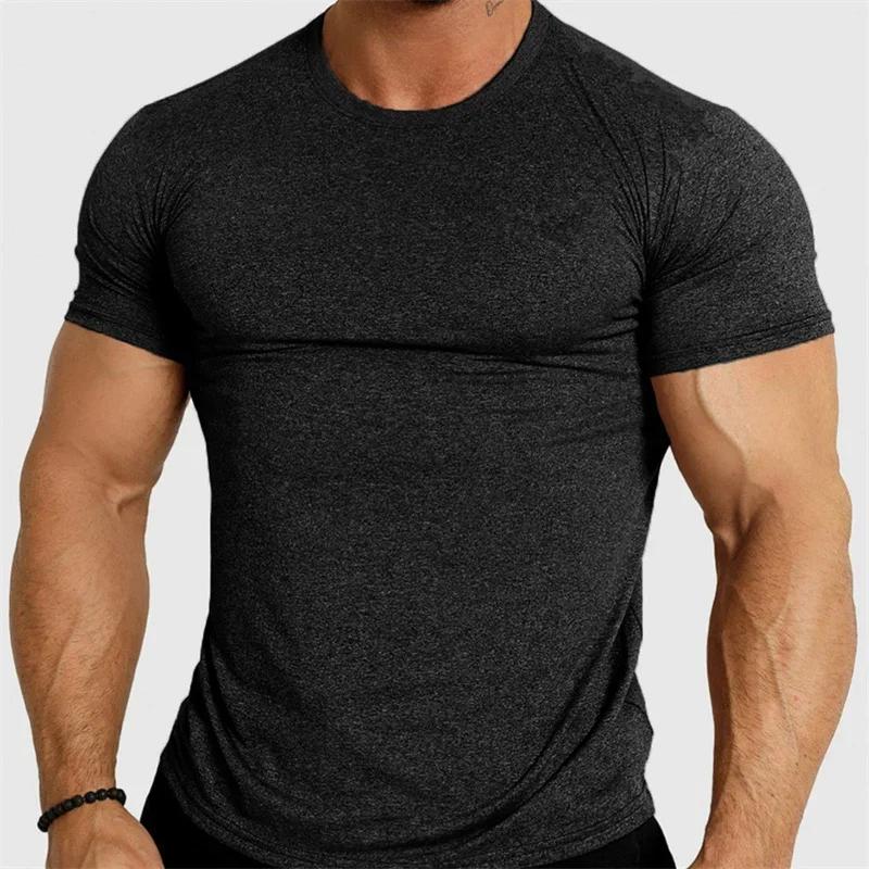 Nouveau T-shirt de sport serré séchage rapide fitness vêtements de sport à manches courtes hauts cou