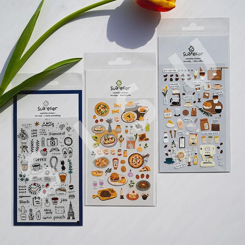 Autocollants esthétiques Suatelier Foods pour scrapbooking, journaux créatifs, décorations coréennes