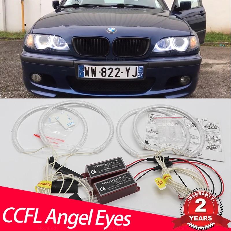 Lumière de jour ultra lumineuse CCFL Angel Demon Eyes, kit d'anneaux blancs pour BMW Série 3 E46 SIO