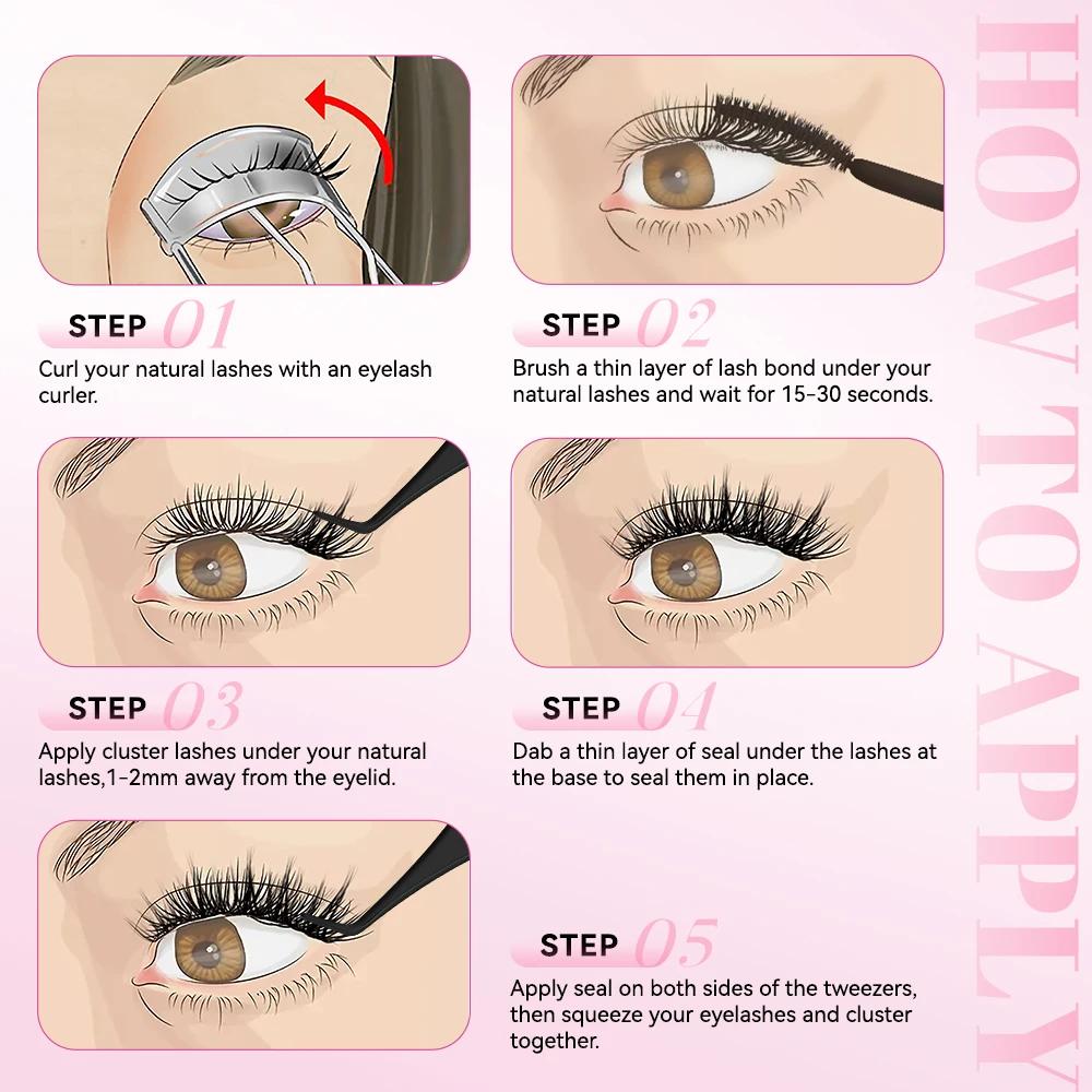 Kit d'extension de cils uCoolMe Lashes Flora 0.05mm, bouquets définis et volumineux, avec colle et d