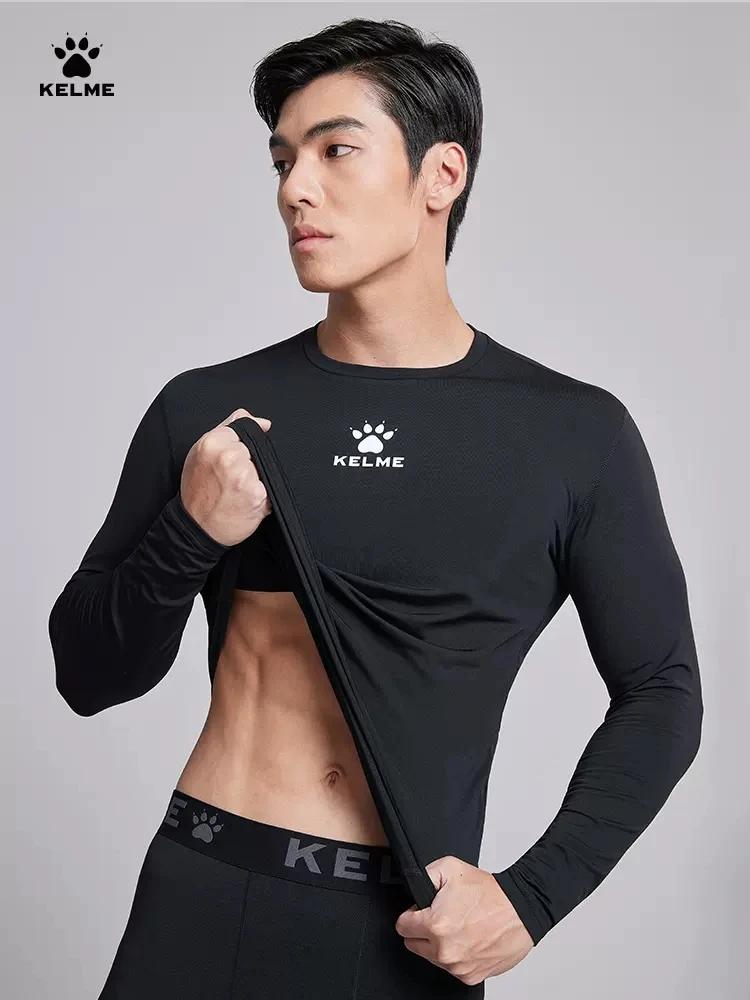 Collants KELME en peluche de compression pour hommes - Chaleur et séchage rapide pour fitness