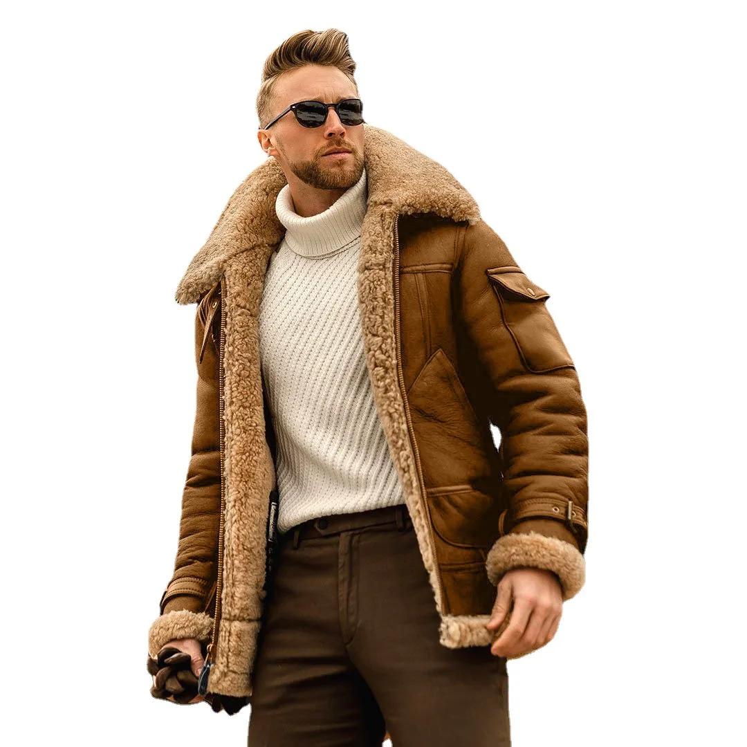 RAISE Veste d'hiver pour homme en polaire épaisse, style vintage, col rabattable, manteau cargo à ma
