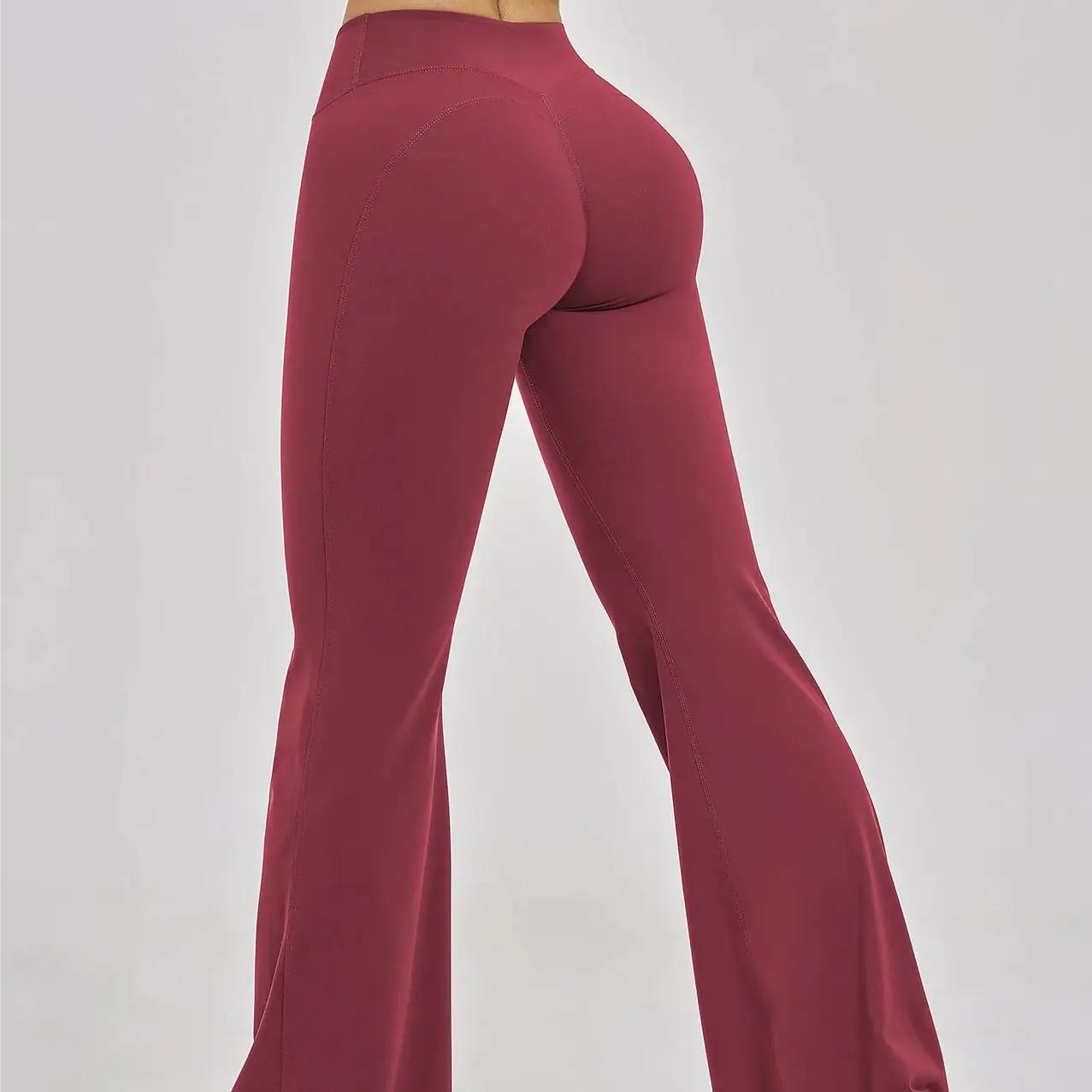 Pantalon de sport évasé taille haute pour femme Ningyu – Effet amincissant, idéal pour la course, le