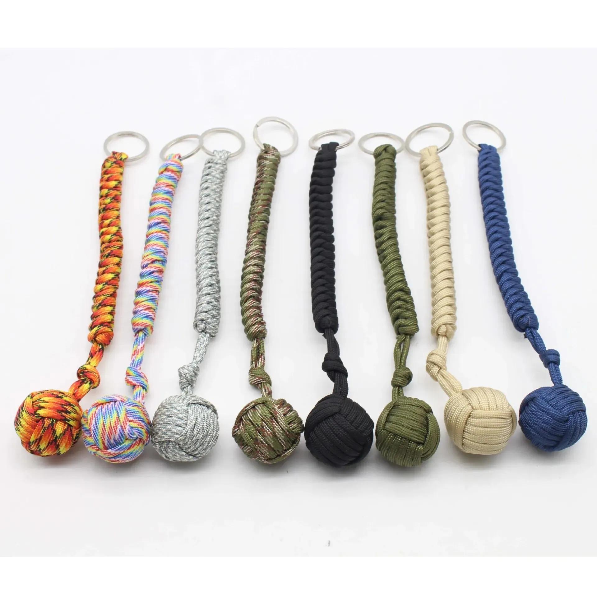 Poinçon de singe, boule en acier, lanière d'auto-défense, porte-clés de survie, fenêtre cassée, cord