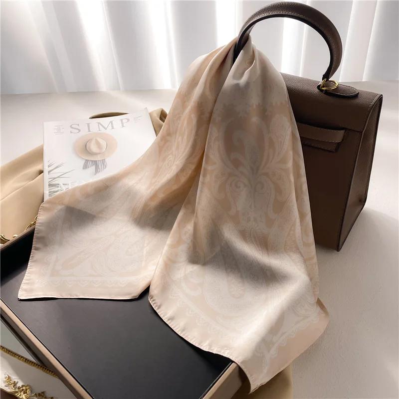 Foulard carré imprimé Paisley pour femmes, en Satin doux, semblable à de la soie, fin, Style Mature,