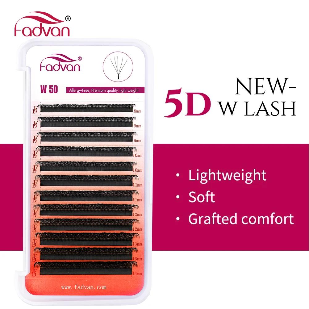 FADVAN 5D-W en forme de 0.07 D Curl Extensions de cils naturel Faux cils de vison lumière douce prof