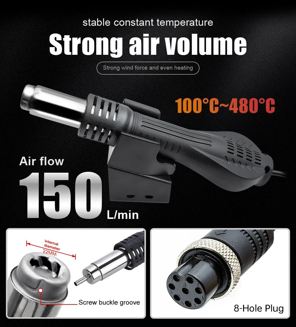 Pistolet thermique JCD 750W avec écran numérique, station de soudage micro-réparation, pistolet à ai