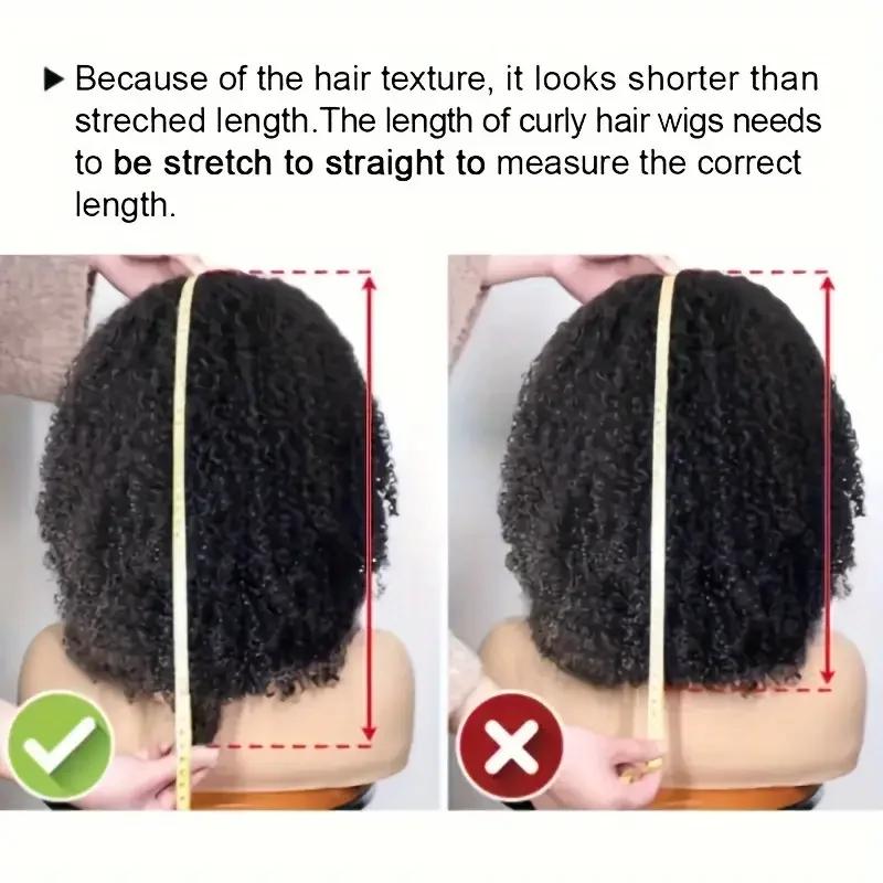 Perruque Brésilienne Remy 180% Naturelle Crépue Bouclée avec Frange, Cheveux Courts Faits à la Machi