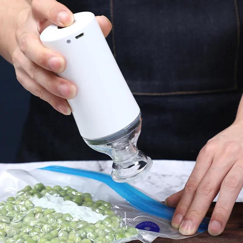 Ensemble de sacs à fermeture éclair réutilisables pour le stockage des aliments sous vide, pompe éle
