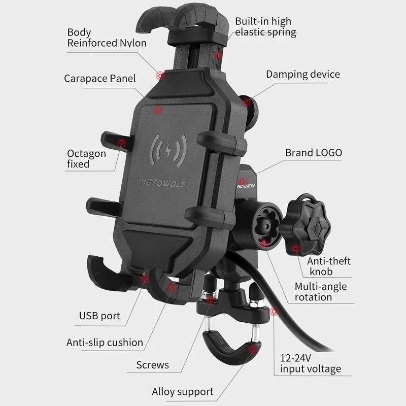 Support de téléphone de charge sans fil pour moto, berceau 3.0, chargeur rapide, GPS, support de tél