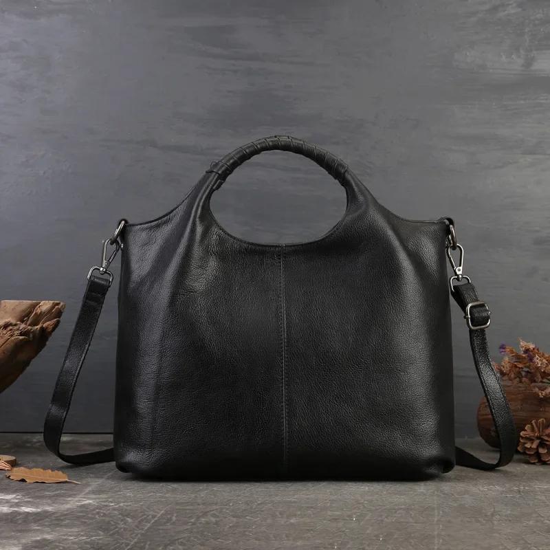 Sac fourre-tout Vintage en cuir véritable pour femmes, fourre-tout de bonne qualité, grand sac à ban