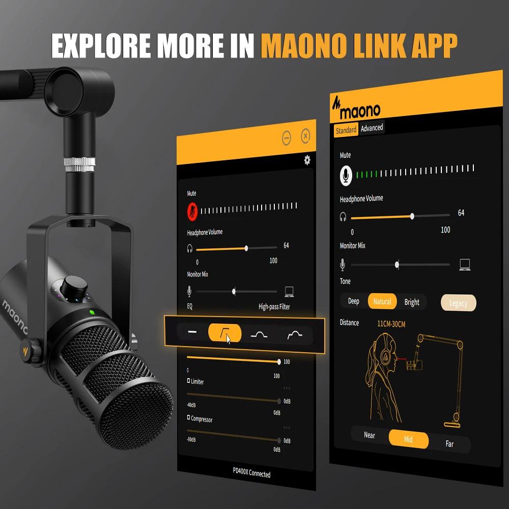 Maono – Microphone dynamique USB/XLR, tout en métal, avec prise casque à Gain muet à une touche et c
