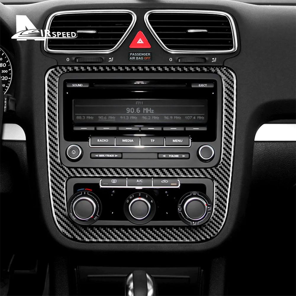 Autocollant de sortie CD AC en Fiber de carbone véritable et souple, pour Volkswagen Scirocco 2009 2