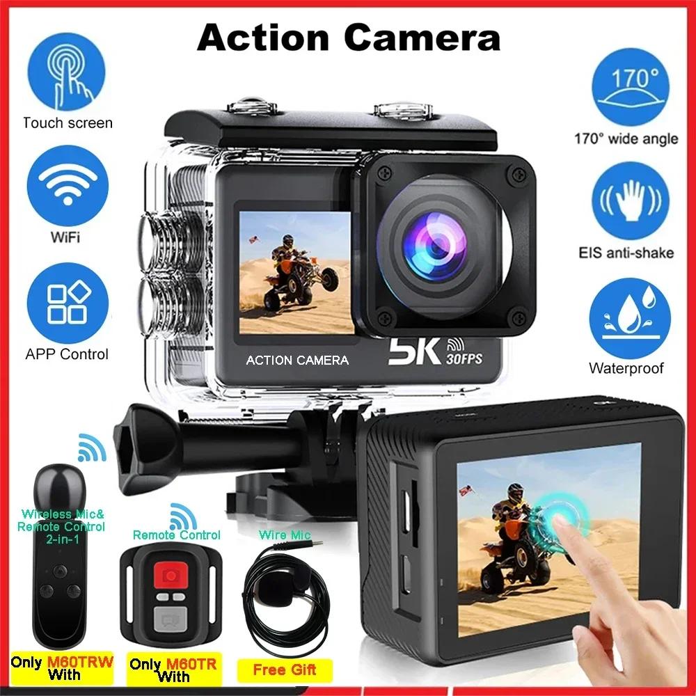 Caméra d'action 5K 4K60FPS EIS 48MP Wi-Fi double écran 170D 8X Zoom pré-enregistrement 30M caméra de