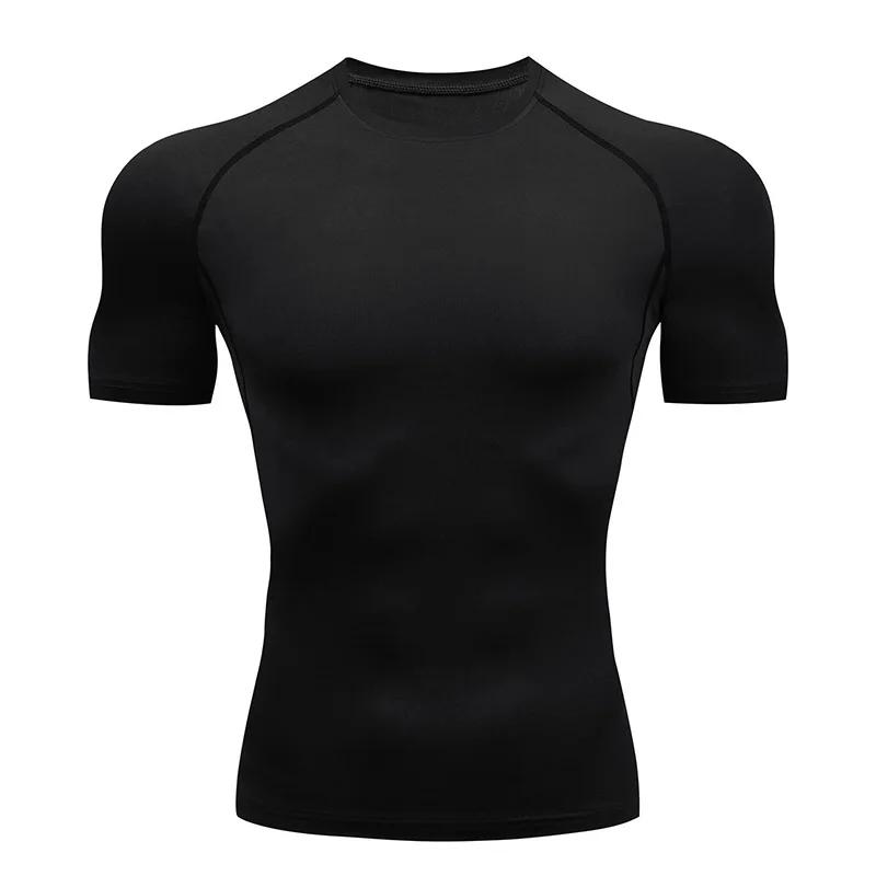 T-shirt compression homme sport fitness - Haut manches courtes gym jogging athlétique séchage rapide