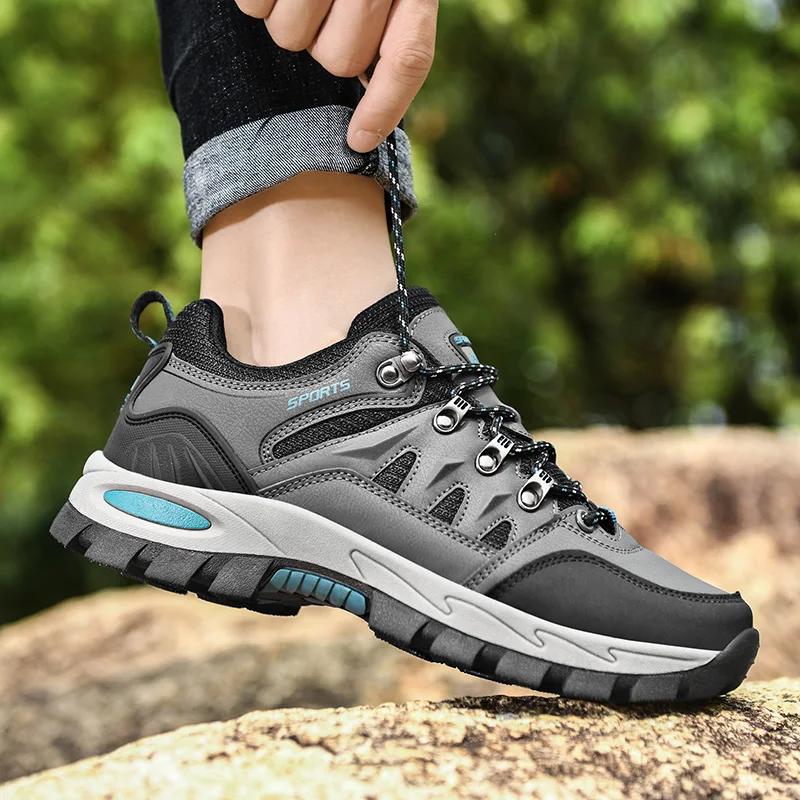 HIKEUP-Chaussures de randonnée en plein air pour hommes et femmes, baskets en cuir, modèles de coupl