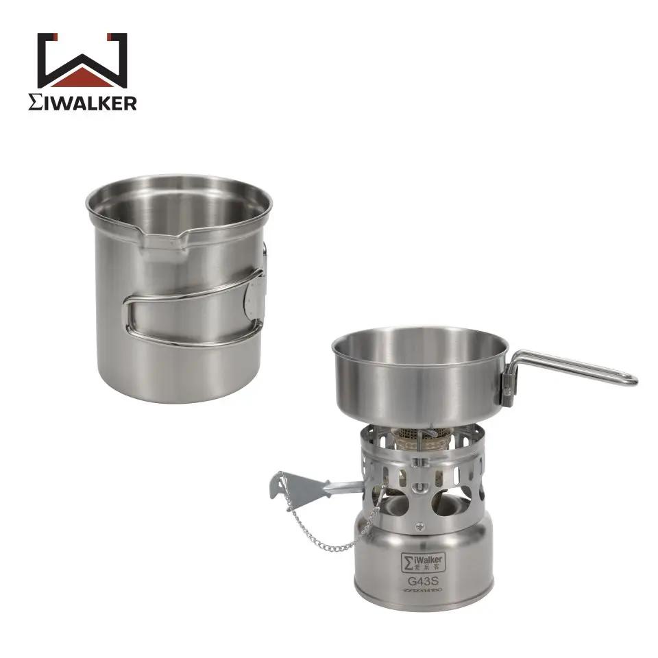 IWALKER G43S ensemble de cuisine poêle de Camping essence e poêle brûleur silencieux avec casseroles