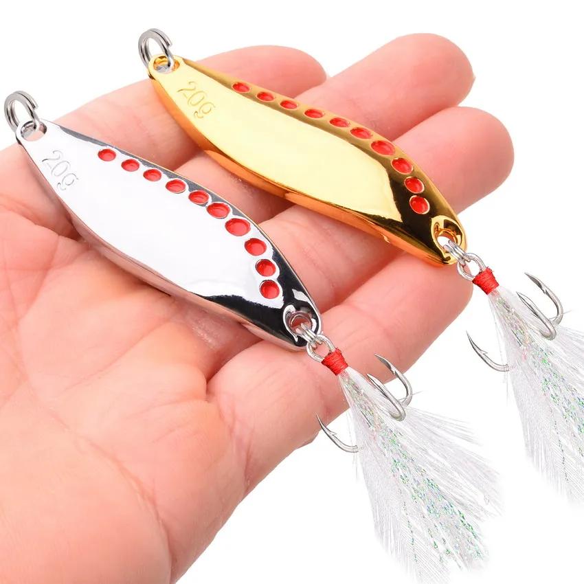 1 pièces métal Spinner cuillère leurres de pêche 2.5g-30g or argent appât artificiel avec plume trip