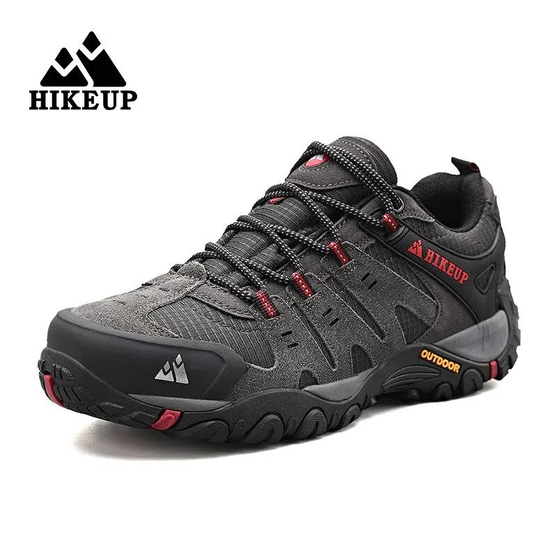 Chaussures randonnée homme cuir suédé HIKEUP - Baskets trekking usure résistante marche chasse