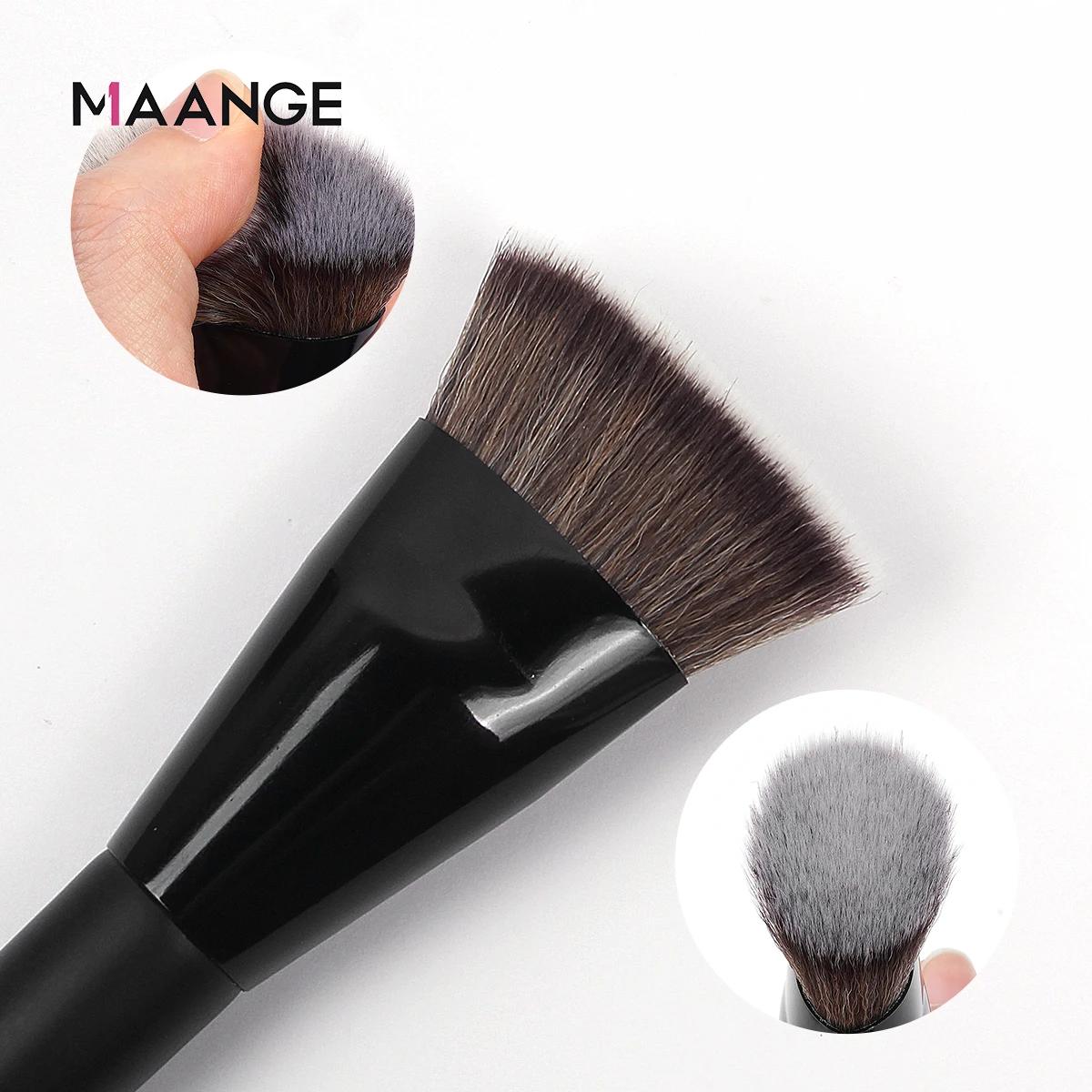 MAANGE-Brosse à fond de teint à tête plate avec boîte, pinceau à fond de teint simple, tube plat et