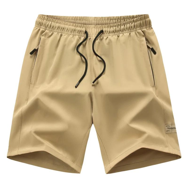 Shorts d'été en soie glacée pour hommes, légers, respirants, à séchage rapide, amples, décontractés,