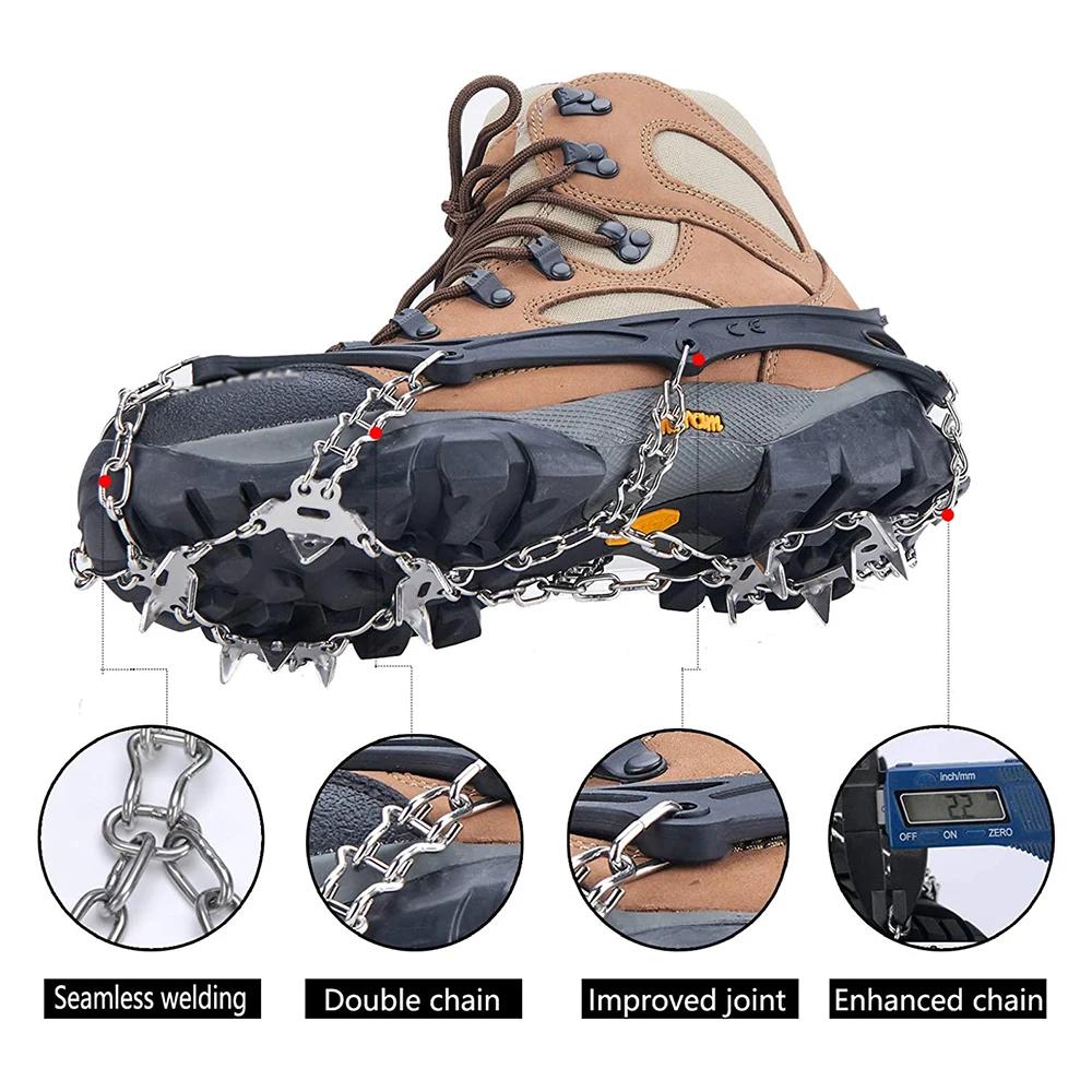 Crampons chaussures 19 pointes glace neige pince chaussures Camping anti-dérapant escalade protéger