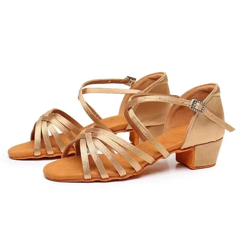 Nouveauté salle de bal fille chaussures de danse enfants talon bas dames femmes chaussures de danse