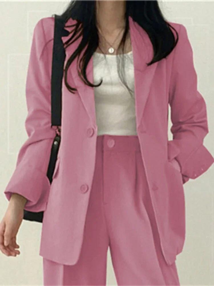 Nouveauté Printemps-Automne : Ensembles 2 Pièces Femme Style Coréen – Pantalon et Veste Élégante pou