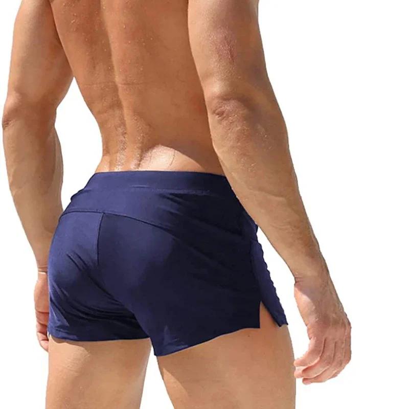 Maillot de bain homme boxer slip poche zippée - Short planche doublure maille jambe carrée