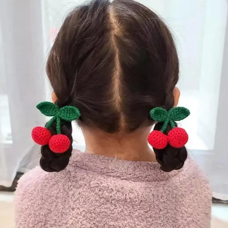 Pince à cheveux rouge populaire pour bébés filles, épingle à cheveux mignonne avec cordon latéral, v