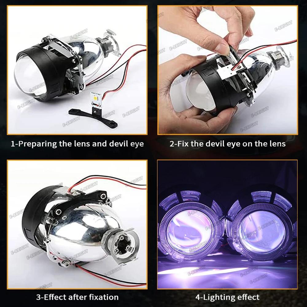 1 Ensemble de feux de jour RVB (DRL) 'Devil Eye' pour voiture, 12V, pour phares antibrouillard à len