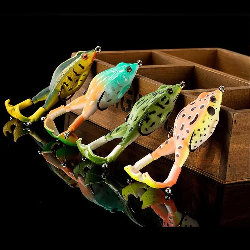 1pcTop leurres de pêche au bar d'eau grenouille souple Double hélices jambes appât d'eau douce pour