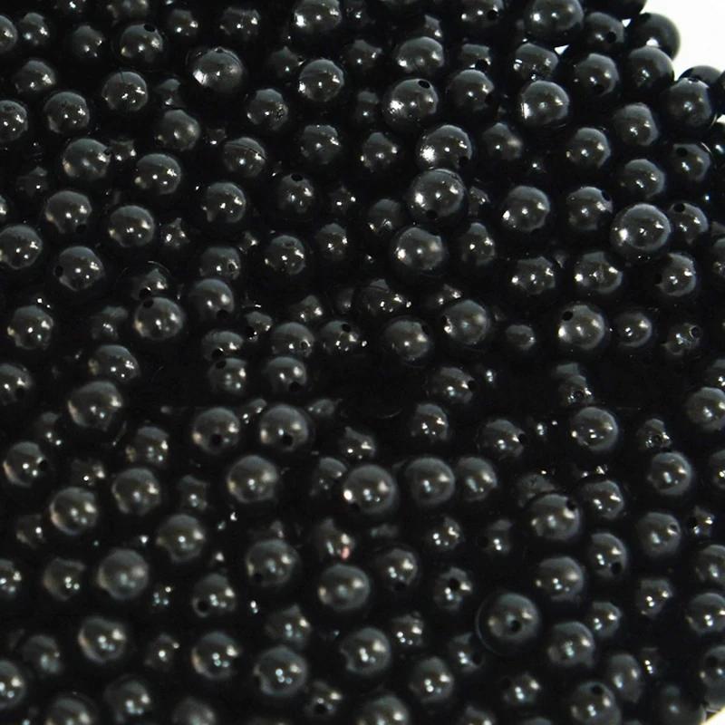 Lot de 100 perles de pêche de 3mm à 8mm, bouchon d'espace noir rond, haricots durs souples, leurres