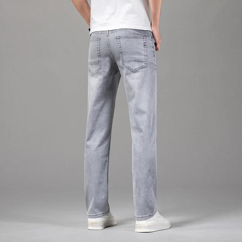 Jeans d'été en coton élastique pour hommes, pantalons droits décontractés, vêtements masculins de ma