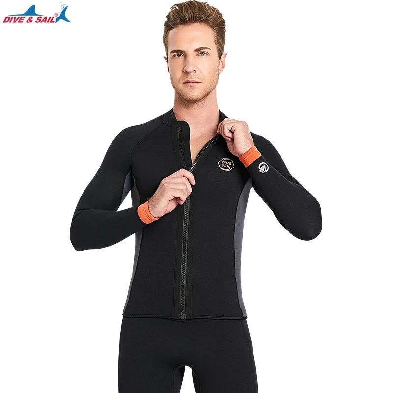 Combinaison en néoprène à manches longues pour hommes et femmes, combinaison fendue, veste chaude, p