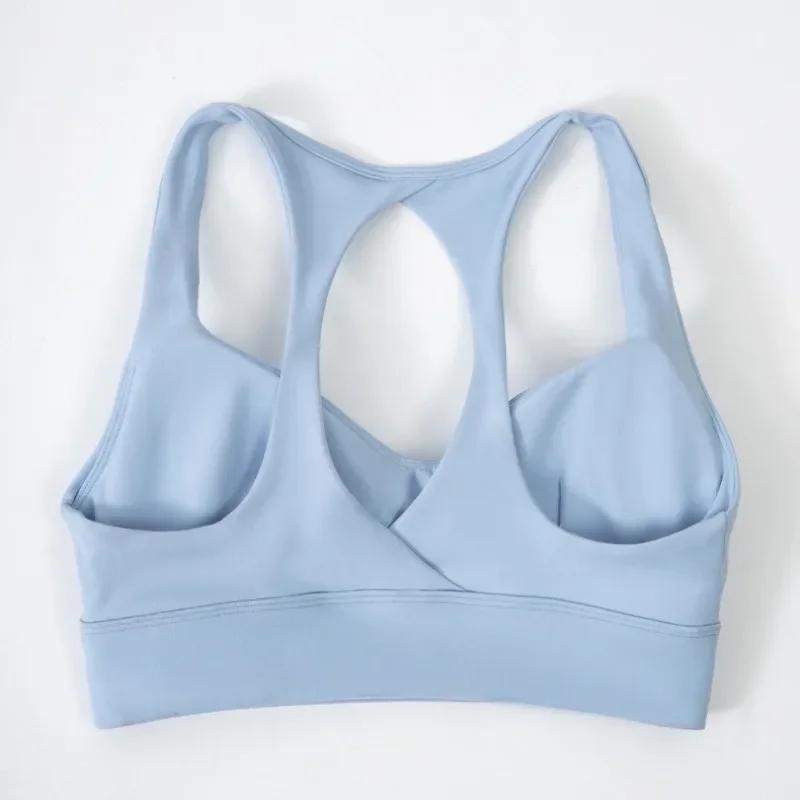 Soutien-gorge de sport Yoga pour femmes, coussin de poitrine amovible, haut à licou, Push-up, dos ou