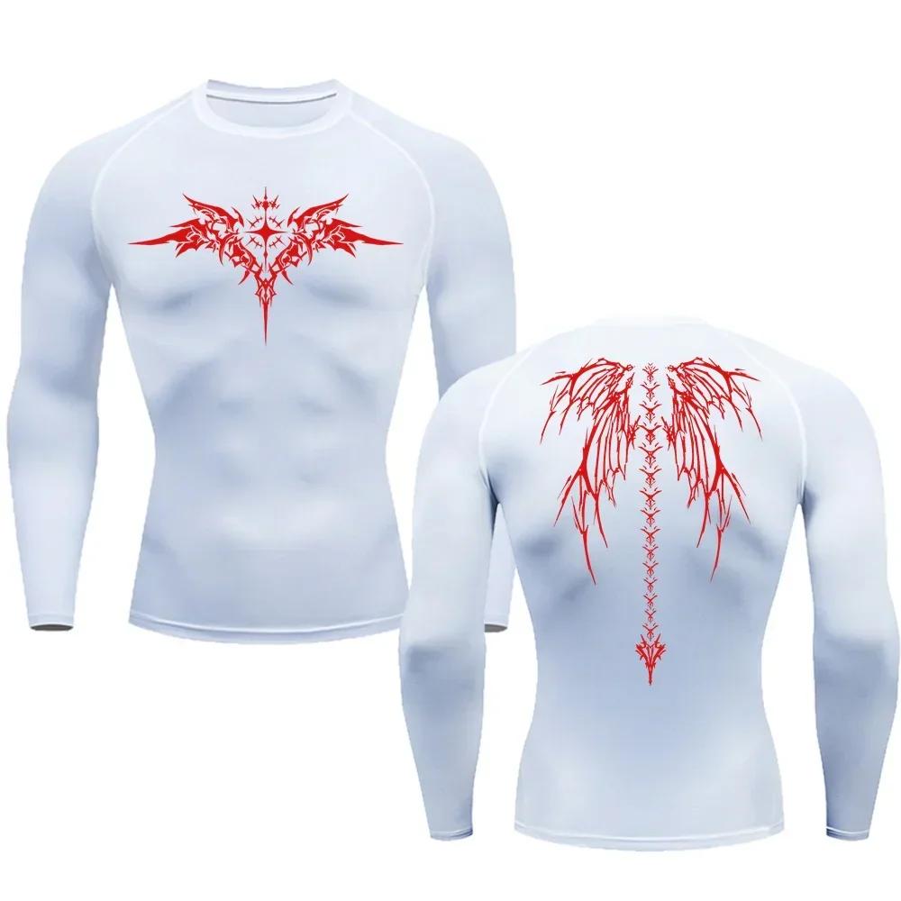 T-shirt de compression décontracté à imprimé anime pour homme, séchage rapide, vêtement de sport fit