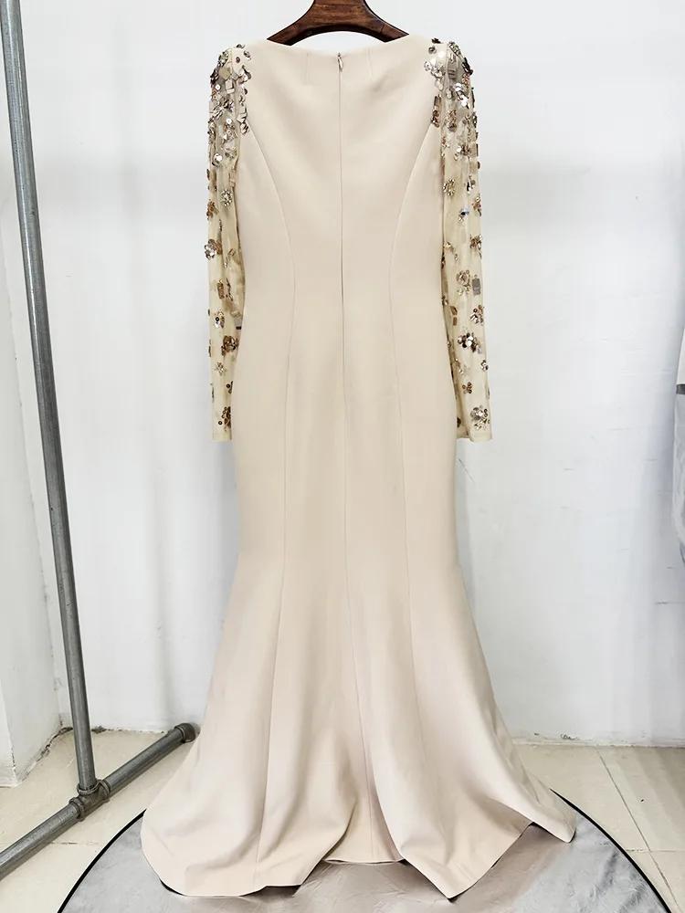 HIGH STREET Nouvelle Collection 2026 Robe Longue de Soirée Designer pour Femme, à Manches Longues, e