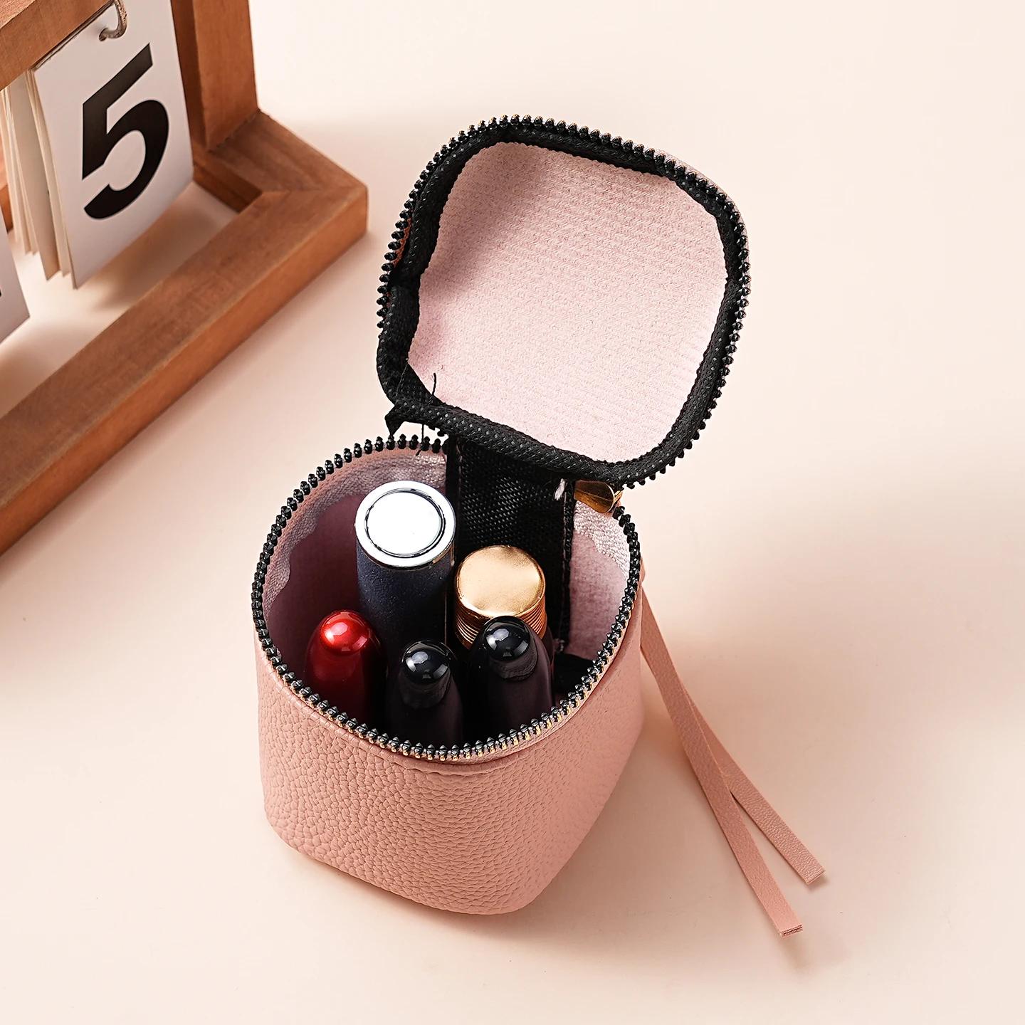 Sac à cosmétiques en cuir Vintage, changement de rouge à lèvres, sac de rangement, seau de rangement