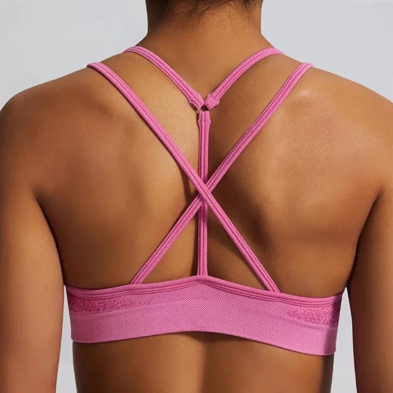 Soutien-gorge de sport Ignite femme rembourré dos croisé - Haut court sans couture yoga fitness gym course