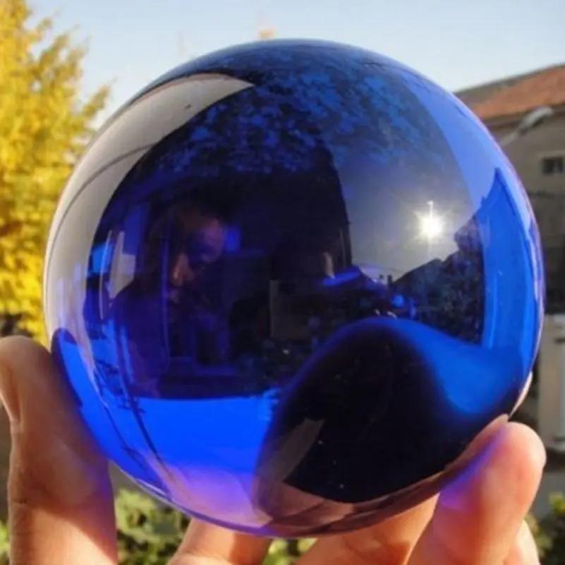 Boule de cristal bleue 40MM, ornements asiatiques, boule de verre magique naturelle Rare, sphère de